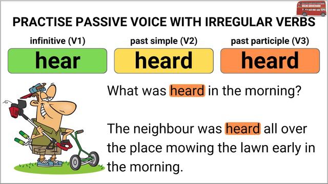 English irregular verbs - Irregular verbs in the passive voice with funny pictures and sentences смотреть онлайн