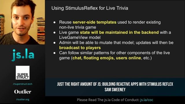 Sam Sweeney - Just the Right Amount of JS: Building Reactive Apps With Stimulus Reflex | April 2021 смотреть онлайн