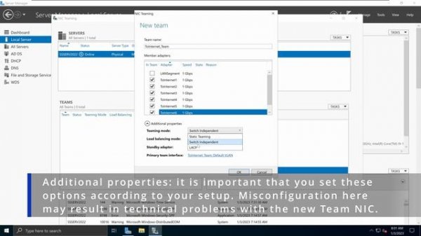 How to Configure NIC Teaming in Windows Server 2022 | Windows Server 2019 / 2016