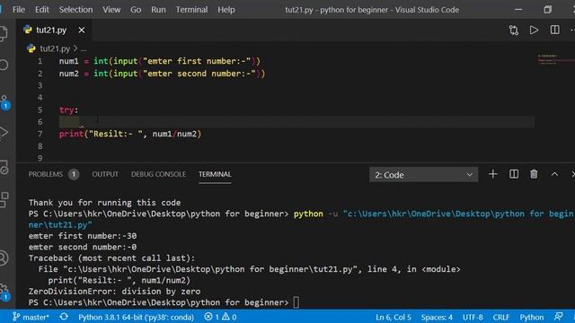 Try Except Exception Handling In Python | Python For Absolute Beginner In Hindi#21 смотреть онлайн