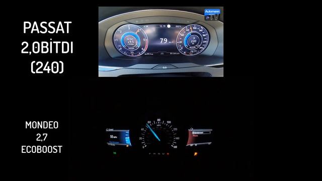 Ford Fusion (mondeo) 2.7 Ecoboost V6 325 HP VS Vw Passat 2.0 BİTDI 240 HP Acceleration - RACE смотреть онлайн