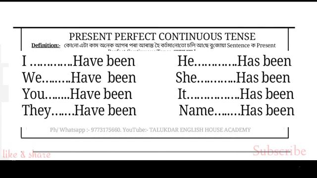 Present perfect continuous tense in assamese language.present perfect continuous tense with structu смотреть онлайн