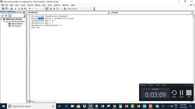 Create Spin Button (ActiveX) in Excel VBA смотреть онлайн