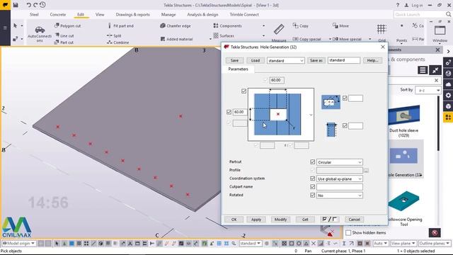 How to Mark and Create Holes on Steel Plate in Tekla Structures смотреть онлайн