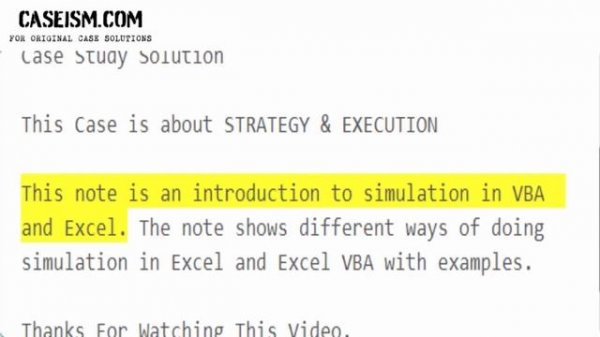 Simulation in Excel and VBA  Case Study Help - Caseism.com