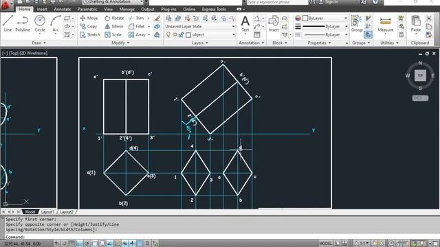 projection of solid | square prism projection | projection of square prism in autocad | Mech20 Tech смотреть онлайн