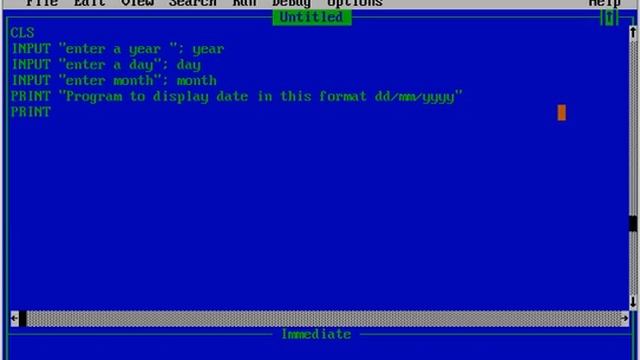 Program to print date in this format dd/mm/yyyy in Qbasic смотреть онлайн