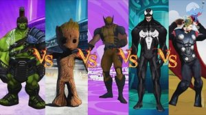 Многоцветный танец супергероев: Халк Гладиатор против Малыша Грута против Росомахи против Венома про