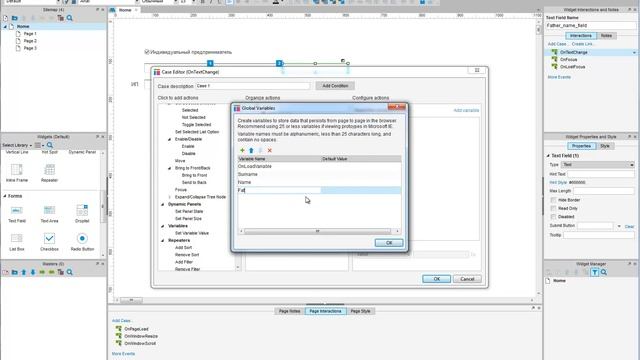 Работа с текстом и локальными переменными в Axure смотреть онлайн