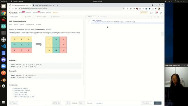 LeetCode 867 Transpose Matrix (Method 1) - Python Walk-through смотреть онлайн