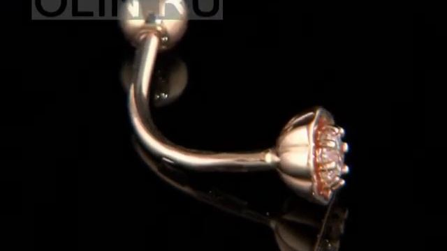 Золотая серьга для пирсинга с фианитами смотреть онлайн