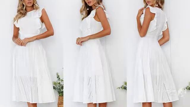 Одежда с AliExpress. Модное кружевное платье без рукавов на молнии ниже колен. смотреть онлайн