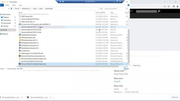 Visual Studio 2022 + SQL Data Tools (Reporting Services Projects 2022 junio) - Installation.