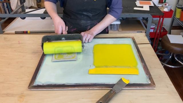 Artist Demonstrating Picasso’s Reduction Linocut Technique