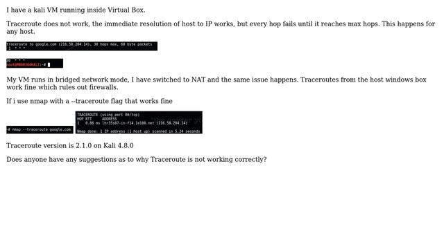 Can't traceroute on Kali Linux смотреть онлайн