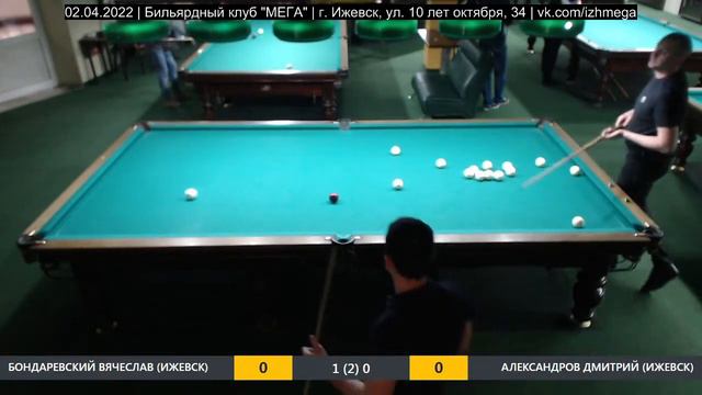 Бондаревский В. - Александров Д. | Турнир по русскому бильярду 02.04.2022 | г. Ижевск смотреть онлайн