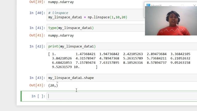 7. linspace, arange and reshape function for Numerical Python array using numpy смотреть онлайн