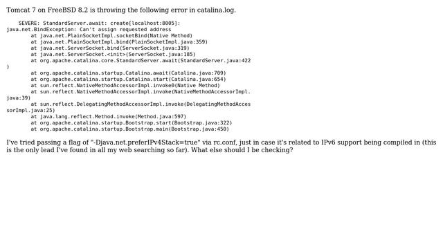 Why's my Tomcat failing to start on FreeBSD? смотреть онлайн