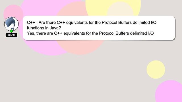 C++ : Are there C++ equivalents for the Protocol Buffers delimited I/O functions in Java? смотреть онлайн
