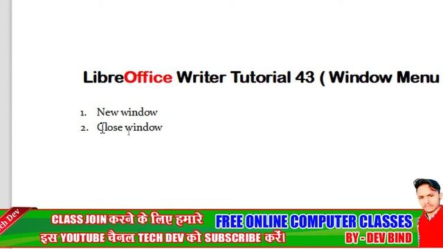 LibreOffice writer tutorial 43 window menu part 1 || in hindi || by dev bind || technical dev смотреть онлайн