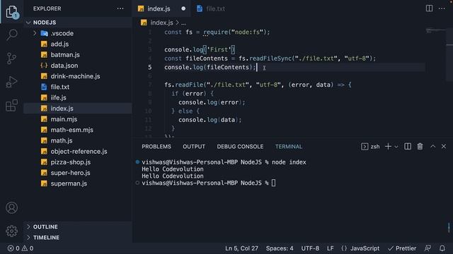 Node.js Tutorial - 26 - fs Module смотреть онлайн