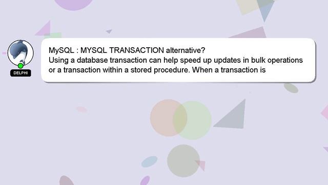MySQL : MYSQL TRANSACTION alternative? смотреть онлайн