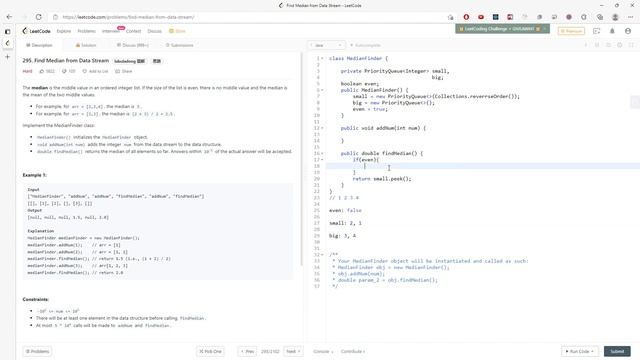 LeetCode 295 | Find Median from Data Stream | PriorityQueue | Java смотреть онлайн