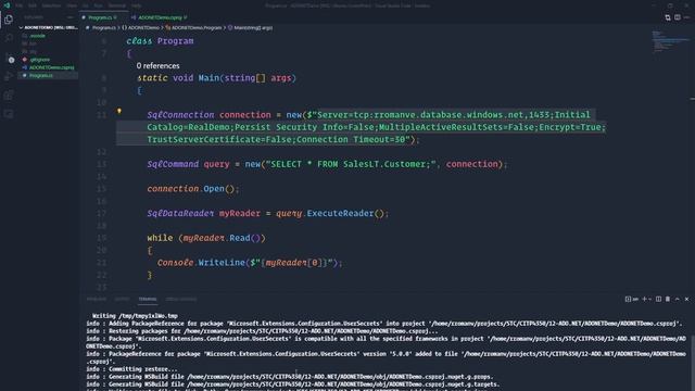 C# ADO.NET and Basic User Secrets Management - dotnet core 5 смотреть онлайн