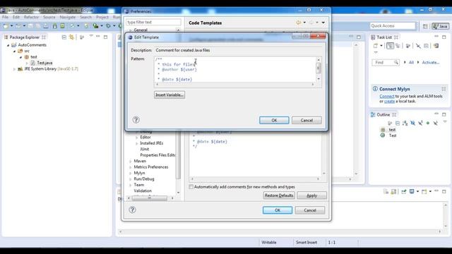Eclipse | add comments automatically (Java, Android, JEE) смотреть онлайн