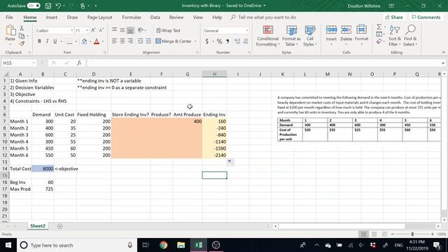 Inventory with Binary Variables (Excel) смотреть онлайн