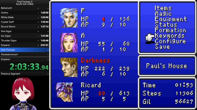 Final Fantasy II any% Soul of Rebirth (GBA) speedrun - 4:07:19 смотреть онлайн