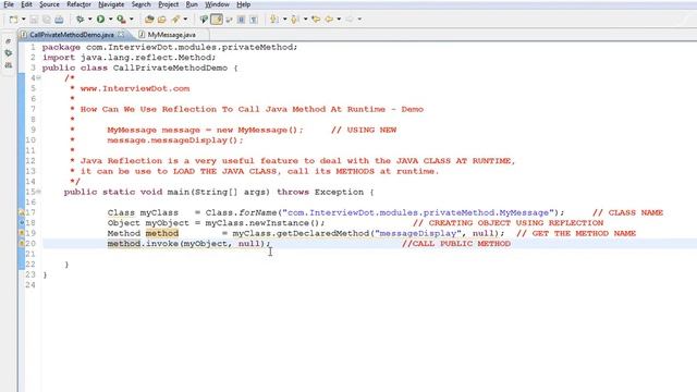 HOW CAN WE USE REFLECTION TO CALL JAVA METHOD AT RUNTIME DEMO смотреть онлайн