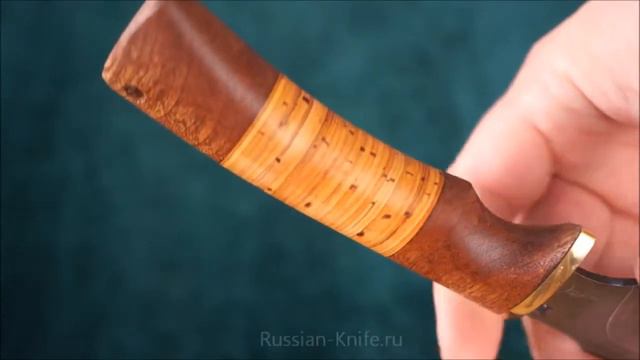 Нож Акула (дамасская сталь), оукрять - береста смотреть онлайн