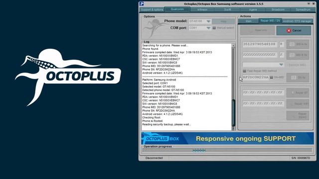 Samsung GT-N5100 Unlock and Repair IMEI with Octoplus Box смотреть онлайн