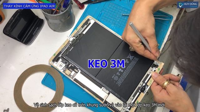 Hướng dẫn thay mặt kính cảm ứng ipad Air - iPad Air Glass replacement - Huy Dũng mobile смотреть онлайн