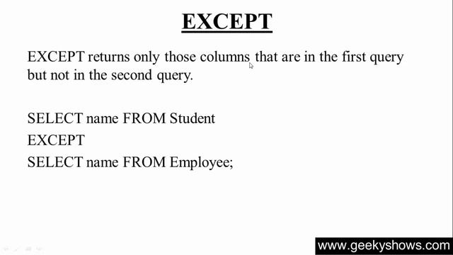 137. INTERSECT and EXCEPT in SQL (Hindi) смотреть онлайн