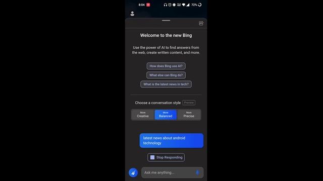 New Bing AI Chatbot Search Engine on Android Mobile First Look смотреть онлайн