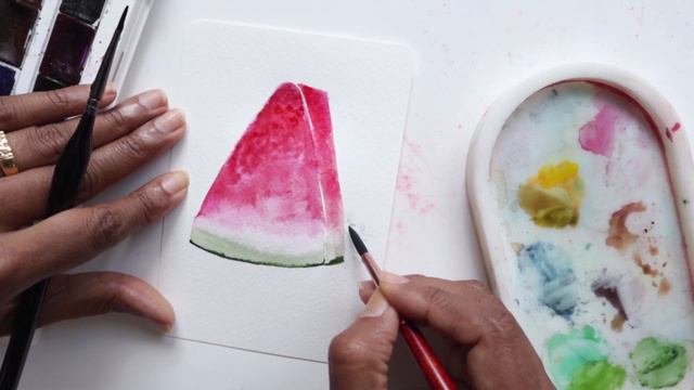 Painting a Slice of Watermelon & Daisies in Watercolour - Summer Fun Tutorials смотреть онлайн