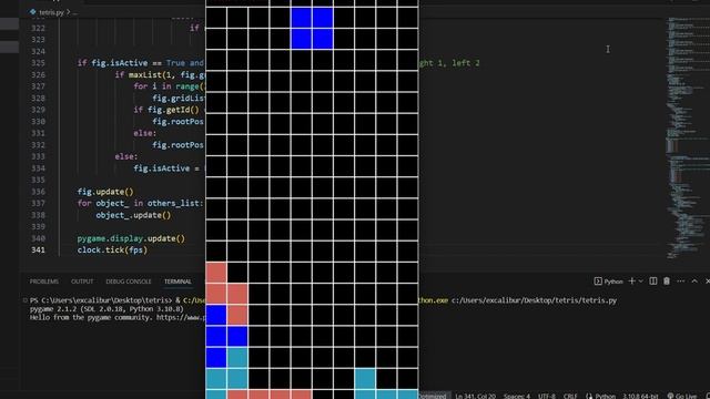 Tetris game made with python(pygame) смотреть онлайн