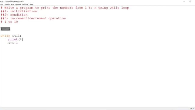 Python program to print the numbers from1 to n using while loop смотреть онлайн