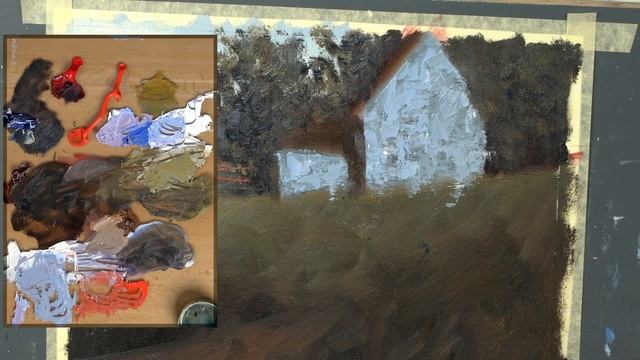 Домик на холме, маки мастихином. Мастер-класс по живописи маслом. смотреть онлайн