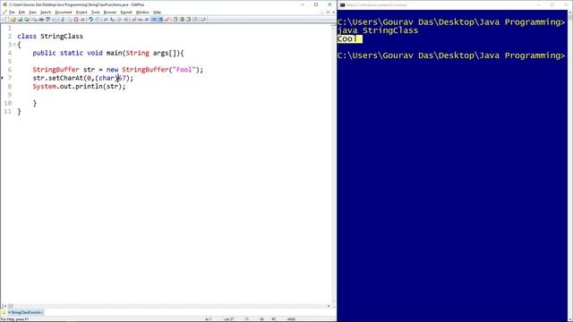 StringBuffer Class setCharAt() method смотреть онлайн