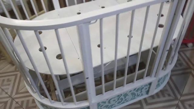 Кровать-трансформер EVA декор арабески цвет мята/белый. смотреть онлайн