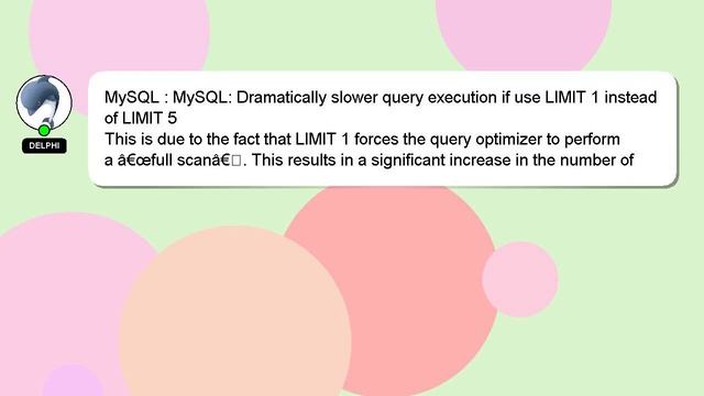 MySQL : MySQL: Dramatically slower query execution if use LIMIT 1 instead of LIMIT 5 смотреть онлайн