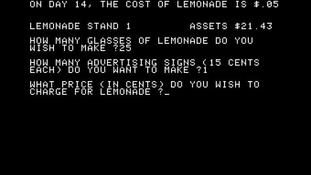 Прохождение Lemonade Stand (1979) смотреть онлайн