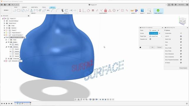 Fusion 360: Project to Surface смотреть онлайн