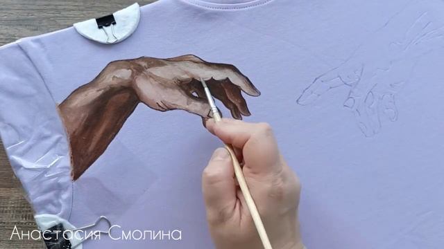 Роспись футболки акриловыми красками в стиле известной фрески. смотреть онлайн