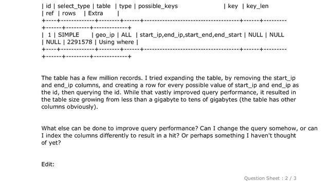 MySQL : MySQL: Optimal index for between queries смотреть онлайн