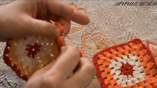 Как соединить квадратные мотивы крючком смотреть онлайн