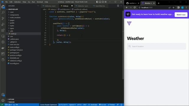 Build a Weather App with Next.js, TypeScript, Debounce and Tailwind CSS смотреть онлайн
